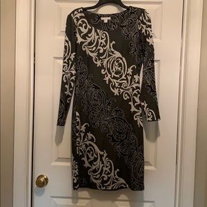 Gray print detail dress